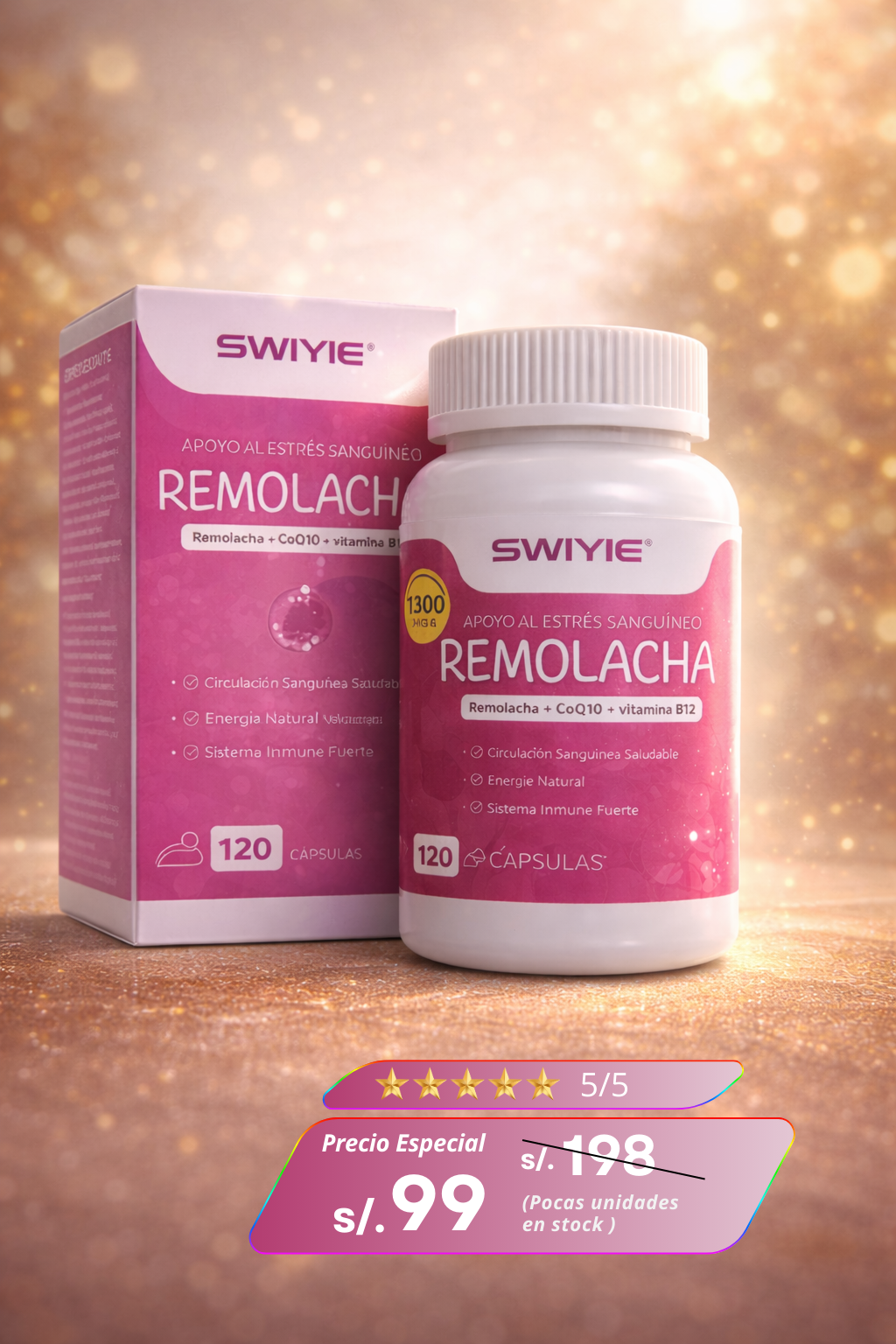 Remolacha 1300mg: Soporte Cardiovascular y Energía Natural